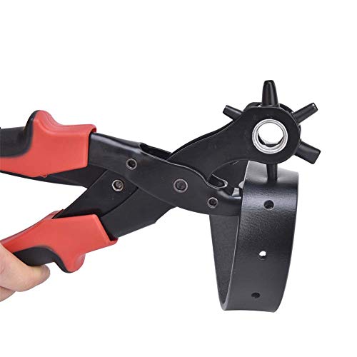 Punch Hole Tool Leather Hole Punch Set for Belts Watch Strap Dog Collars Saddles Shoes Fabric DIY Home or Craft Projects Revolving Punch Plier Kit