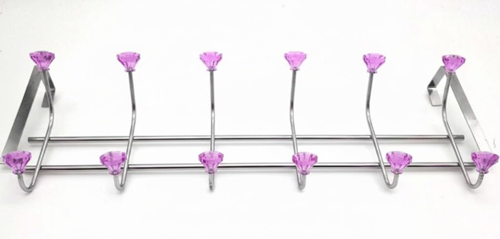 Rsk Goods Purple Crystal Diamond Metal Over Door Hanger / 12 Hook Rack (5 Colours Available) (Purple)