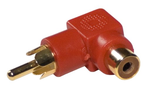 RCA Phono Right Angle Angled Adaptor Male Female - Red