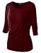 TWINTH Womens Cowl Neck Long Sleeve Pullover,Burgundy,XX-Large, Plus Size
