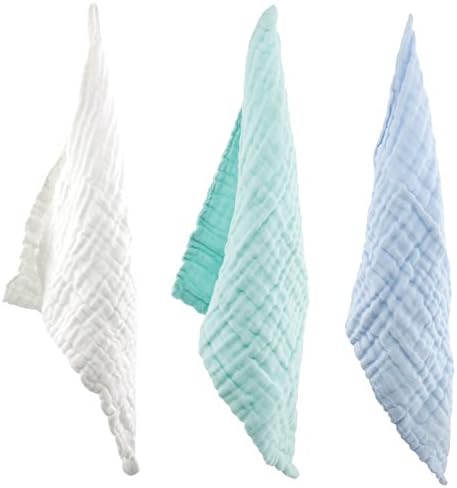 Sundee Natural Antibacterial Muslin Cotton Baby Bath Towels - 10x10 inches