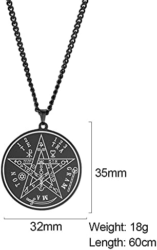 Dreamtimes Vintage Tetragrammaton Pendant Necklace Wahyeh Magical Blessed Pentagram of Solomon Amulet Stainless Steel Necklace Viking jewelry for women and men