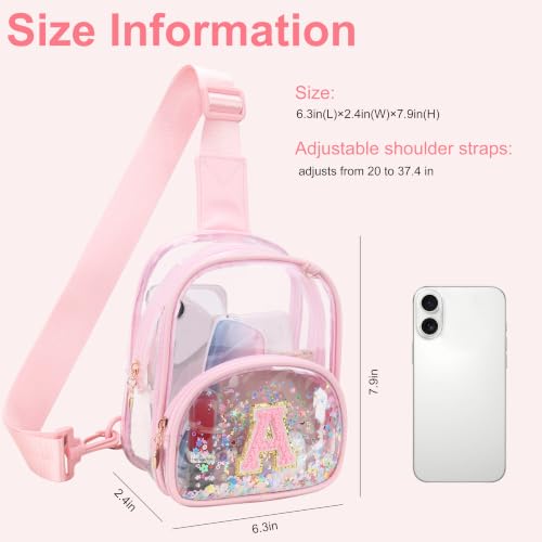 Image of Birthday Gifts for for Girls Women- Small Initial Sling Bag Cross Body Bag Fanny Pack for Girls Pink Clear B