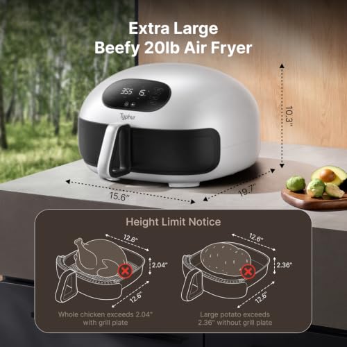 Image of Typhur Dome 2 Large AI Smart Air Fryer, 15-in-1 Dual Heating, Self-Cleaning | Top & bottom heating; PFAS-free ceramic basket; fits 12 inch pizza or steaks; whisper-quiet cooking; 120V