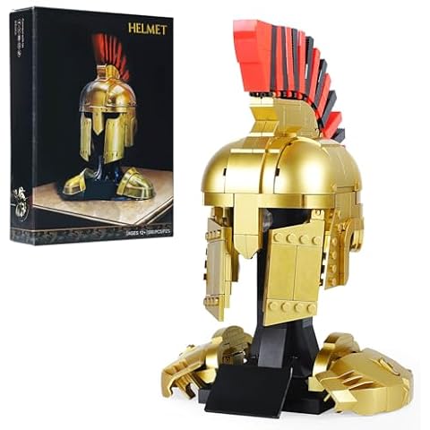 Medieval Helmet of Roman Toy Building Sets for Adults, Collectible Helmet Model Kit Display Decoration, Gift Ideas for Boys 8-14, Office or Home Decor Building Toys with Light (590pcs) Cover