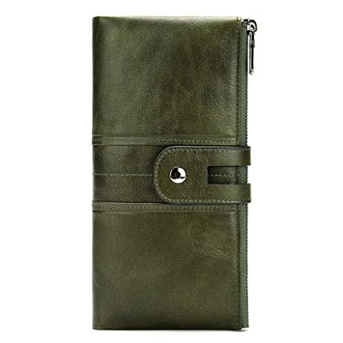 Leather Wallet Bi-Fold Zipper Long Wallet Travel Men's Wallet Cash Mobile Passport (A4