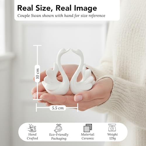 Image of Ekhasa Nostrae Cute Swan Couples Show Pieces for Home Decor Bed Room Decorative Items | Romantic Love Showpieces Gift Item for Valentines Day