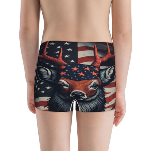 Boys' Cotton Boxer Brief Soft Underwear-Modern Usa Deer Head3