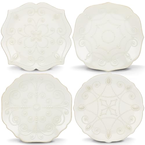 Image of Lenox 829072 French Perle White 4-Piece Assorted Dessert Plate Set