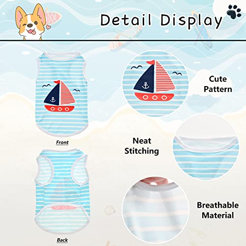Cooshou 4Pcs Dog Cat Shirts Dog Polka Dot Vest Dog Stripe Sleeveless T-Shirt Pet Soft Vest Breathable Clothes For Small Medium Dog Puppy Kitten Cat M #TOP3