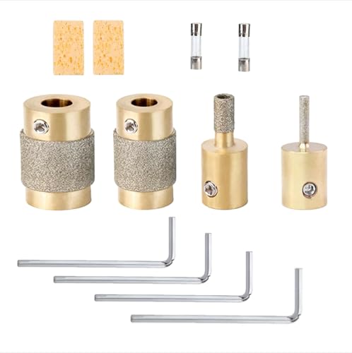 Premium 4-Piece Diamond Grinder Bit Set for Stained Glass – 1/8", 1/4", 3/4", 1" Brass Core Bits Fit Inland & Most Glass Grinders