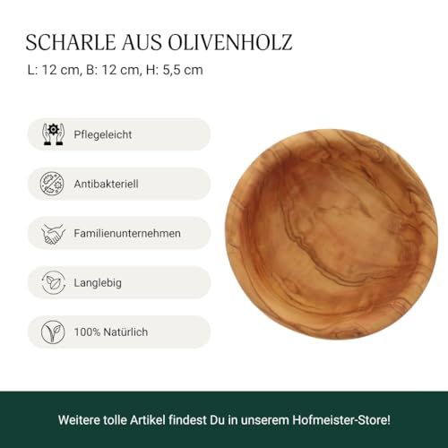 HOFMEISTER® Schale aus Olivenholz, Müslischale, Bowl für Müsli, Schüssel für Deko, 12 x 12 x 6,5 cm