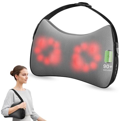 Snailax Shiatsu Back Massager for Pain Relief Deep Tissue, Cordless Neck Massager, 4D Kneading Massager for Upper and Lower Back, Massage Pillow, Gift for Women Men