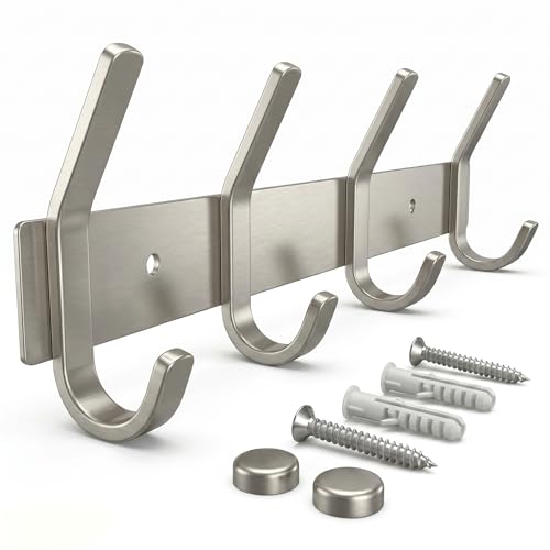 SAYONEYES Coat Rack Wall Mount – Brushed Nickel 12 Inch