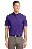 Port Authority Short Sleeve Easy Care Shirt, Purple/Light Stone, Large