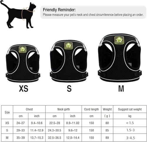 Miniatura 2 de Chaleco De Gato Con Correa, Arnes Para Gatos Ajustable Con Reflectantes, Arnés Entrenamiento Para Animales, Chaleco Suave Y Transpirable Correa, Para Mascotas Pequeñas Y Medianas Caminar Entrenar Xs