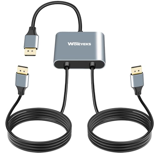 Woieyeks 6 Ft DisplayPort to Dual DisplayPort Male Splitter Cable for Dual Monitor Display 4K 60Hz,Plug and Play Without Additional DP Cables, DP Hub Splitter Cable for Desktop, Laptop,Extend Display