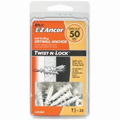 Twist-N-Lock 50 Drywall Anchors with Screws (25-Pack)