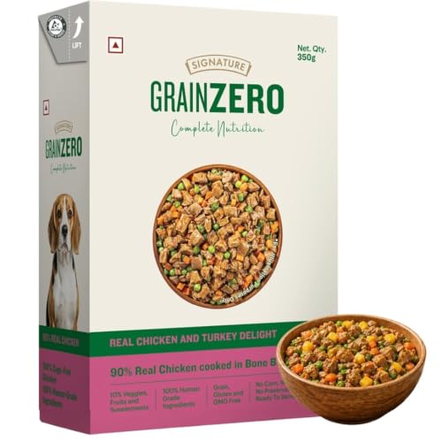 Image of Grain Zero Dog Fresh Food Tetra Pak Real Chicken & Turkey Delight, for Adult & Puppy, 350g | Supports Joint & Health | Anti-Inflammatory Properties | Ready to Serve | One Pack One Meal
