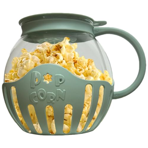 Popcorn Maker Machine | Microwave Popcorn Popper | 2.25 Quart Popcorn Popper Bowl With Lid | Popcorn Machine Popcorn Maker | Temperature Safe Borosilicate Glass | Dishwasher Safe