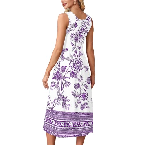 Robe sans manches femme imprimé floral aquarelle ample et légère midi - 6