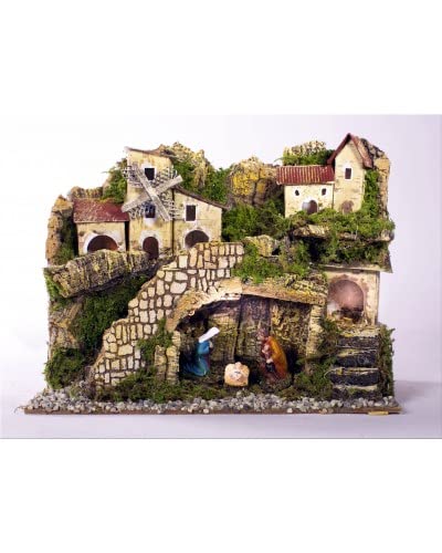 ROSSI ROSA Grotta in Sughero con Natività 6cm e