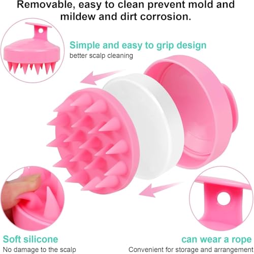 Scalp Massager Shampoo Brush for Hair Care, Relieves Stress & Promotes Blood Flow for Men & Women, for All Hair Types (Pink) - Image 2