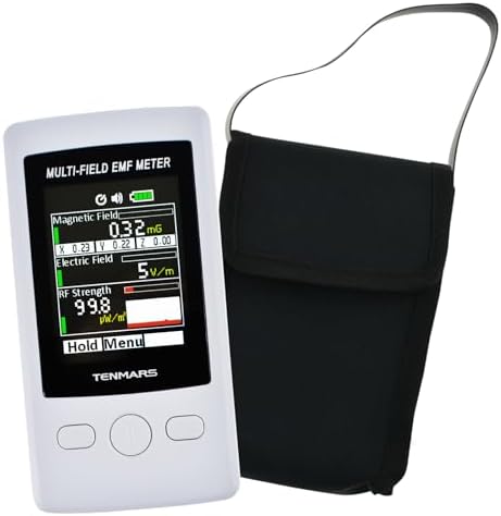 TENMARS Multi-Field EMF Meter Pocket ELF RF Gauss Meter 2000mG Electromagnetic Electric RF Field Strength Tester with Warning Indicator