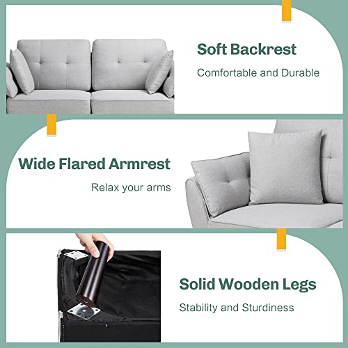 Jamfly 63" Modern Loveseat Sofa Couch,Mid Century Couches For Living Room, Upholstered 2-Seat Love Seats With Pillow, Comfortable Small Space Sofa For Bedroom, Apartment #TOP3