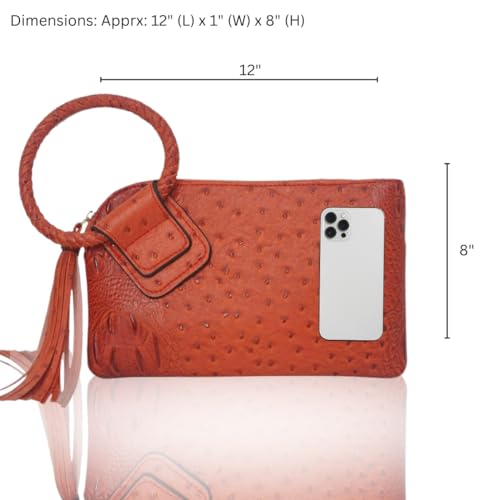 Image of NGIL Faux Leather Mini Wristlet Purse | Women's Handbag, Fashion Wristlet Wallet, Compact Everyday Purse with Fringe Tassel