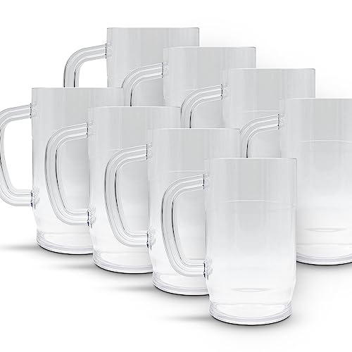DOJA Barcelona | Jarra de Cerveza de Plastico | 1 L | Pack 8 | Jarras de Cerveza de Policarbonato | Vasos de Cerveza de Plastico Duro Reutilizable | Jarra Plastico para Cerveza Artesanal