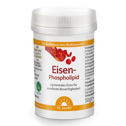 Dr. Jacob’s Eisen-Phospholipid Dose 50 g I für Blutbildung¹, Konzentration² und weniger Müdigkeit³ I Liposomal I Kein Eisengeschmack I Auch für Kleinkinder I 100 Portionen