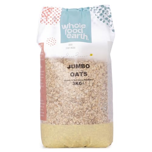 Wholefood Earth Jumbo Oats 3kg - Rolled Oats High Fibre Slow Release Energy Low GI Porridge Oats