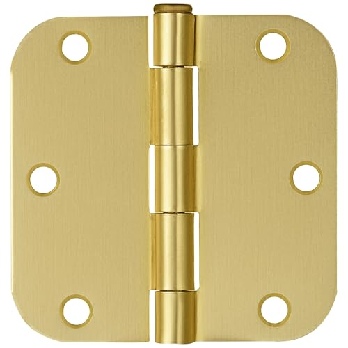 10-Pack 3.5-Inch x 3.5-Inch Interior Door Hinges with 5/8-Inch Radius, Satin Brass, Heavy Duty Steel Construction, Left- or Right-Handed – Design House, 181404 - Thumbnail 2