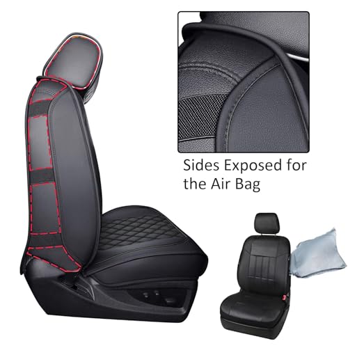 ROCCS Fit for 2016-2023 Toyota Tacoma Leather Seat Covers 5 Seats Full Set Tacoma Seat Cover Double & Crew Cab SR SR5 Limited TRD Sport/Pro/Off Road Airbag Compatible Waterproof Black — view 4