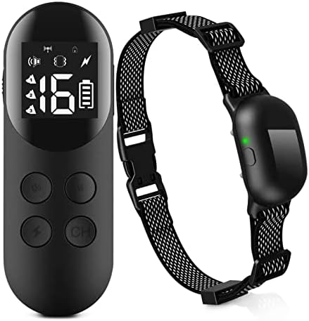 Dog Training Collar with Remote, IP68 Waterproof Dog Collar Light with 3 Safe Training Modes Rechargeable Bark Collar Electronic Shock Collar for Small Medium Large Dogs Electronic Training Collars