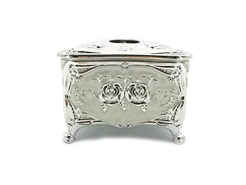 Victorian Decor Facial Tissue Box Holder Cover Bathroom Office, Silver Plastic Tissue Holder #TOP4