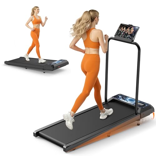 Image of Walking Treadmill Pad with Handle Bar, Portable Treadmills with Incline for Home and Office, 270lbs Capacity Under Desk Treadmill with 2.5HP Remote Control, LED Display