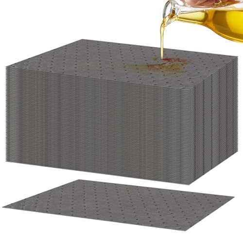 Image of 100Pack Oil Absorbent Pads - 13 inch x 9.8 inch Oil Spill Mat Absorbing Sheets - Floor Speedy Dry Water Absorbent Mat - Oil Absorber Pads for Home, Garage,7 Gal Absorbency