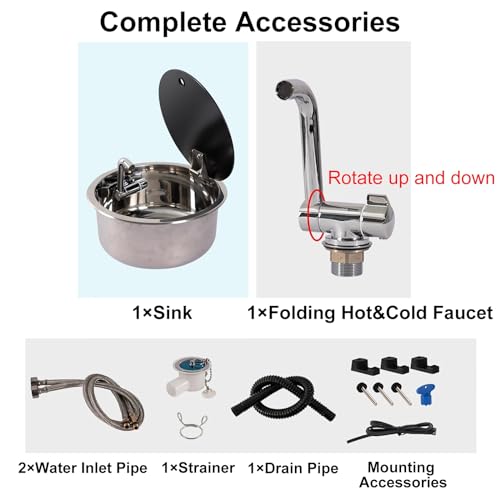Évier acier inoxydable camping-car compact avec robinet pliable - 5
