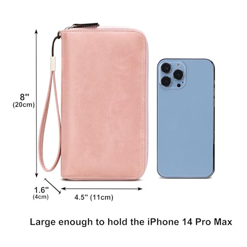 Image of Women's RFID Blocking Wallet Large Zip Around Leather Clutch with Wristlet | Large Capacity, 23 Card Slots, 2 ID Windows, Phone Holder, Soft PU Leather, RFID Secure, Coin Pocket, Checkbook Holder