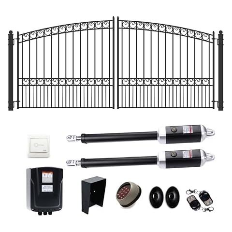 ALEKO Dual Swing Driveway Gate | with Automated Dual Swing Gate Opener Kit | Paris Style | 16 Feet Cover