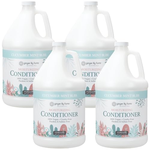 Image of Ginger Lily Farms Botanicals Conditioner, 128oz /4pk, Cucumber Mint Bliss | 100% Vegan & Cruelty-Free | Moisturizing Conditioner for All Hair Types | Refill Size