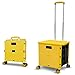 Carrello Della Spesa Pieghevole, Carrello Multiuso Portatile Multifunzionale di Grande Capacità da 54L/45KG con Manico Telescopico e 4 Ruote Girevoli Smontabili per lo Shopping da Viaggio, Giallo
