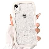 NITITOP Compatible for iPhone XR Case Cute Clear Flower Floral Curly Wave Frame Shape Wavy Shockproof Soft TPU 2 in 1 Protective Phone Cover for Women Girl - Flower