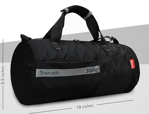 Image of Sfane Gym Bags for Men with Separate Shoe Compartment Sports Gym Bags for Women Unisex Duffle Bags for Gym for Carry & Travel Adjustable Duffel Bags Sports Bag - Black