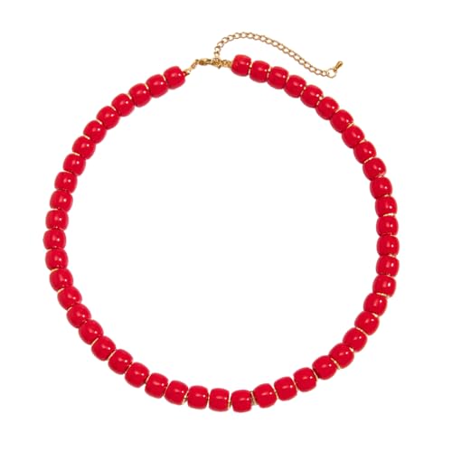 Impurain Colorful Chunky Necklaces for Women Summer Beach Jewelry Chunky Beaded Necklace for Women Boho Chunky Statement Choker Necklaces Y2K Summer Jewelry (red)