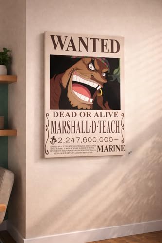 Image of Blaackbeard | Marshall D Teach Wanted Poster - A3 Size Wall Art Prints (300 GSM Matte Finish) L-42CM X W-30CM | Blackbeard 0ne Pieece Anime Wall Art | Vintage Pirate Bounty Design | Premium Matte Anime Print | Otaku Room Decor | BOND VERSE