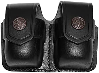 Koltster Double Speedloader Carrier/Case/Pouch for 357 Magnum 6 & 7 Shots, 44 Magnum 5 Shot, S&W .38 Special 6 Shot Genuine Black Leather Handmade! (ALIS038)