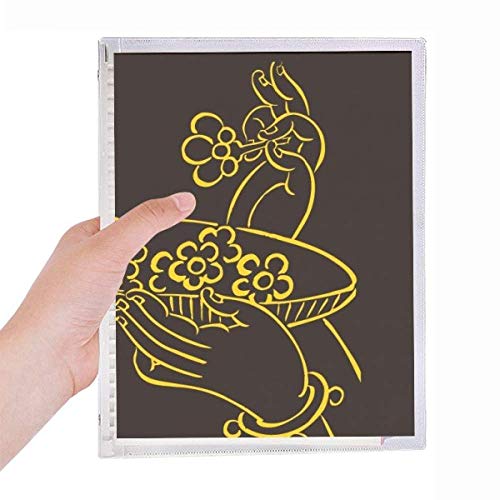 Cahier à feuilles en spirale haut de gamme avec gravure de main bouddhiste sacrée